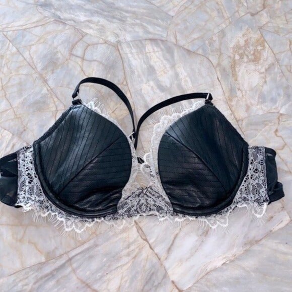 VS Very Sexy Lined Plunge Leather Bra 34B